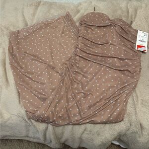 Zara Tan Polka Dot Midi Dress
